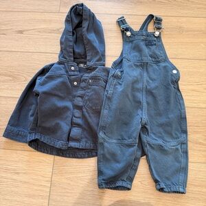 Zara Baby Canvas Overalls and Jacket Set
